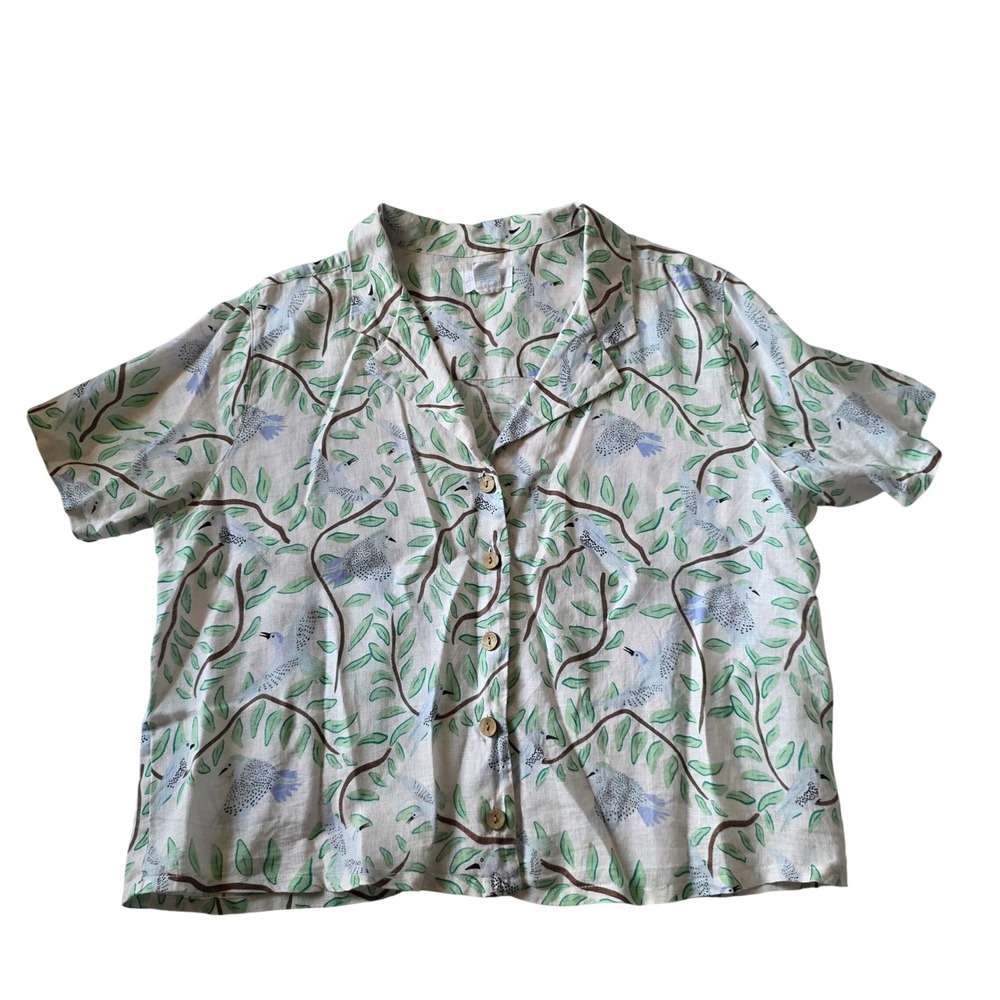 Cynthia Rowley 100% Linen Camp Shirt